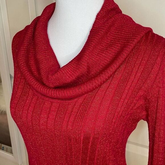 United States Sweater Red Metallic Cowl Neck S - Picture 5 of 10